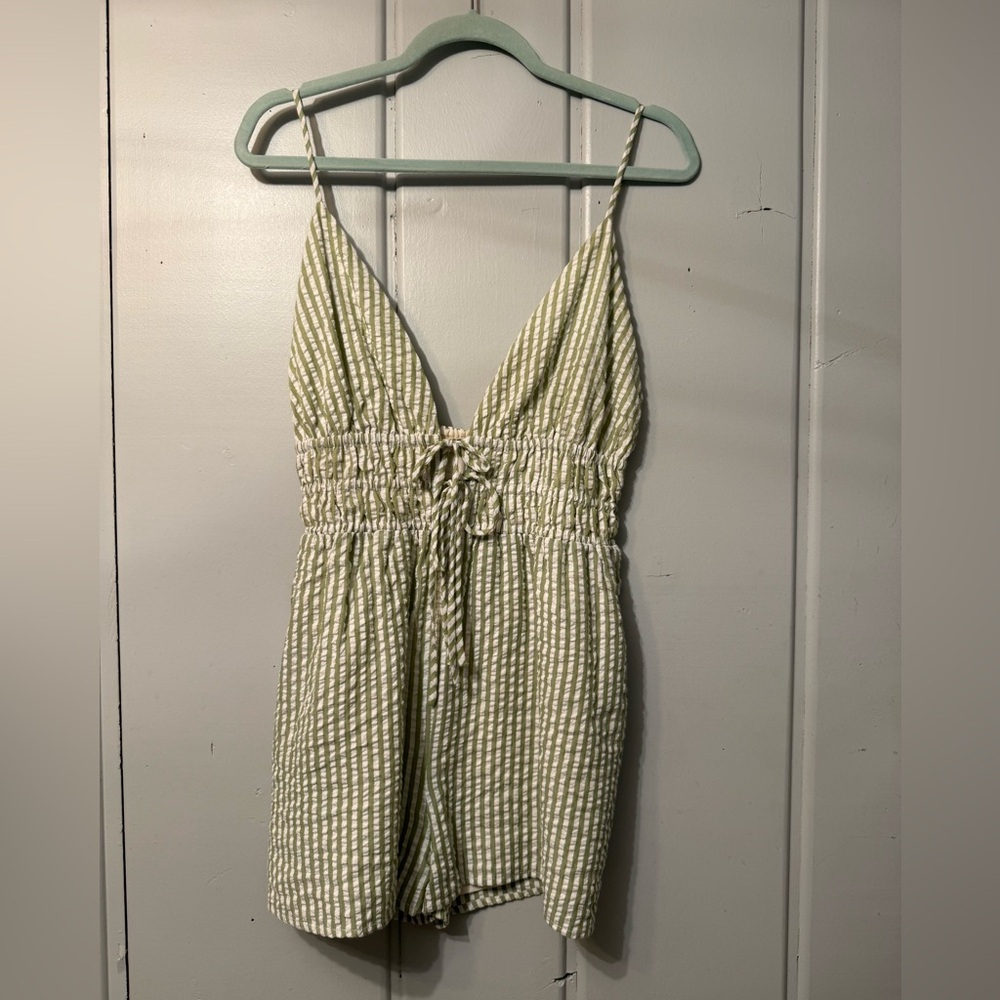 ILLA ILLA Green and White Striped Romper